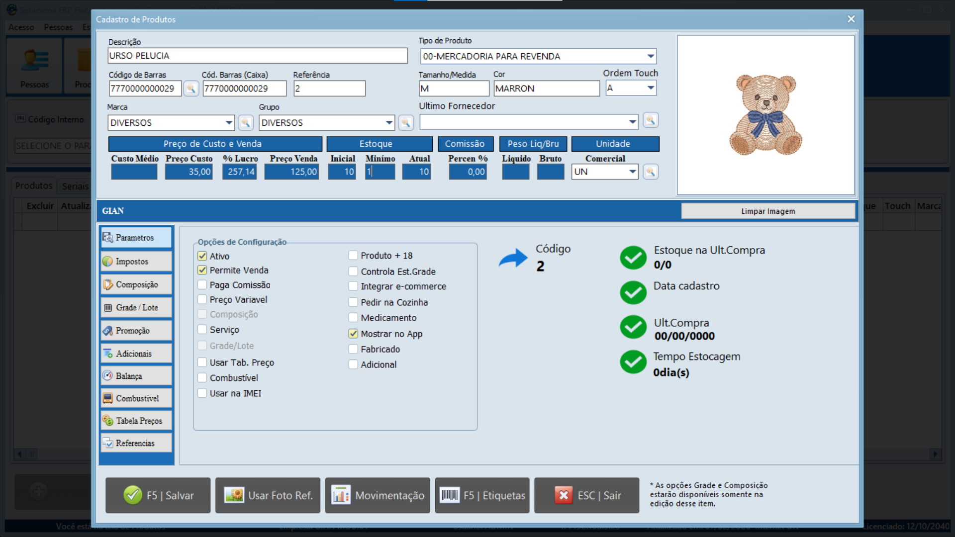 CADASTRO DE PRODUTOS